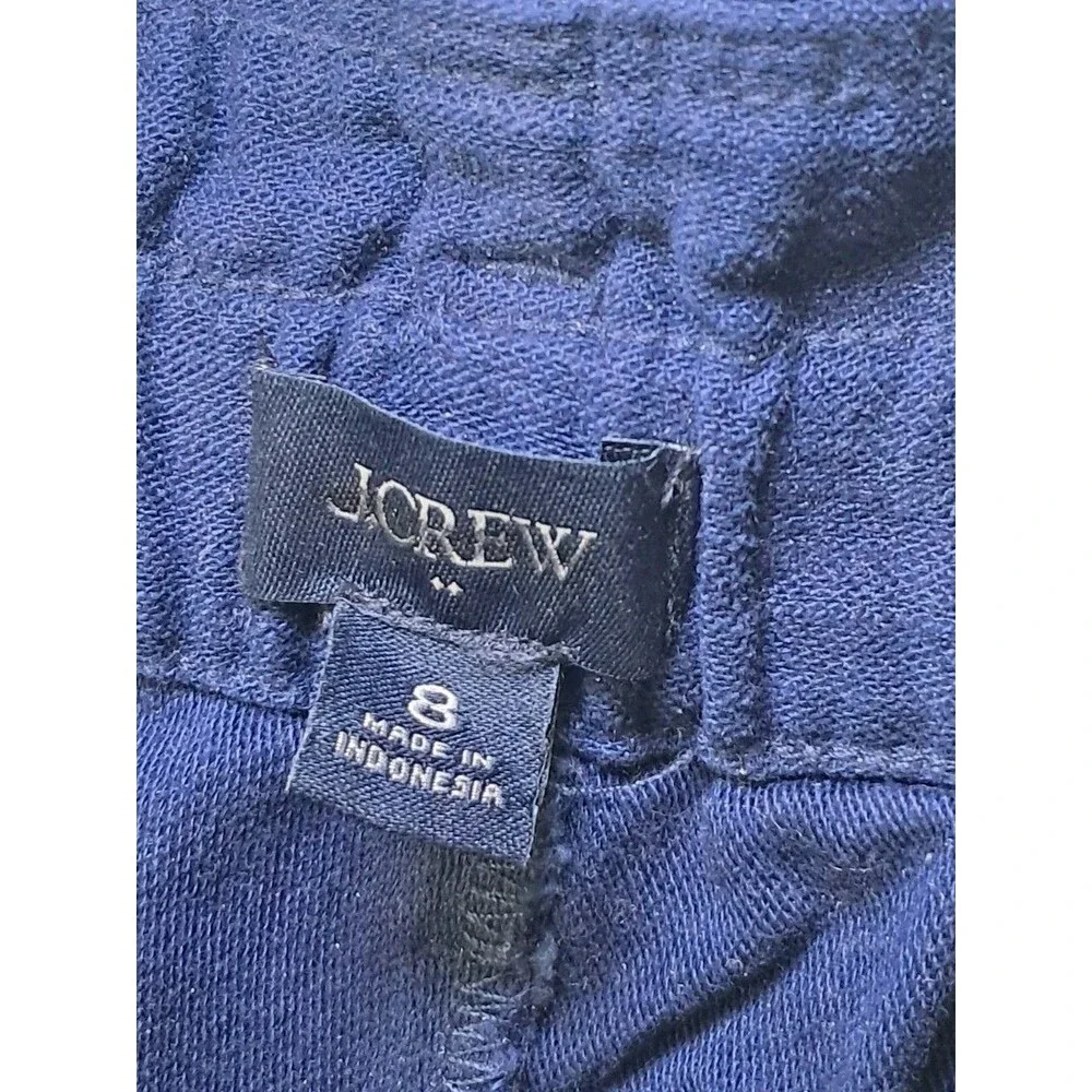 NEW J. Crew Twill Paper Bag Full Length Pant Dark Blue Cotton Belt CL241 Size 8